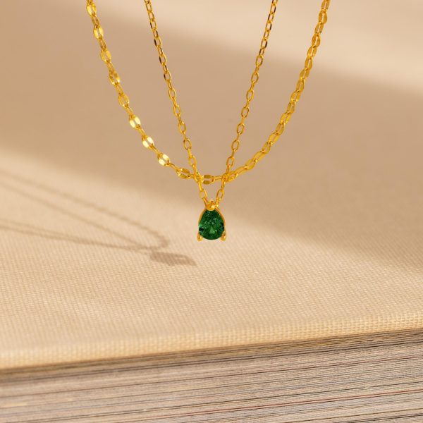 Duo Layered Birthstone Necklace Online now