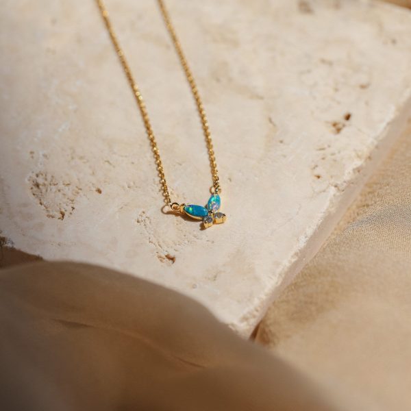 Blue Opal Butterfly Necklace Hot on Sale