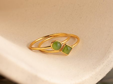 Dainty Jade Ring Set For Sale