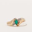 Synthetic Emerald & Diamond Ring | 0.16ct, 0.02ctw | SZ 7.5 | Discount