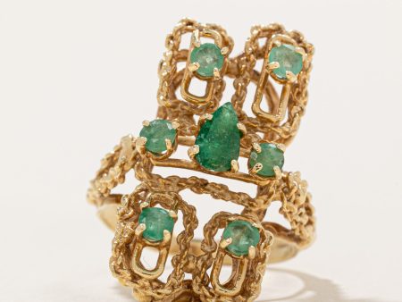 Emerald Cocktail Ring | 0.80ctw | SZ 7 | Discount