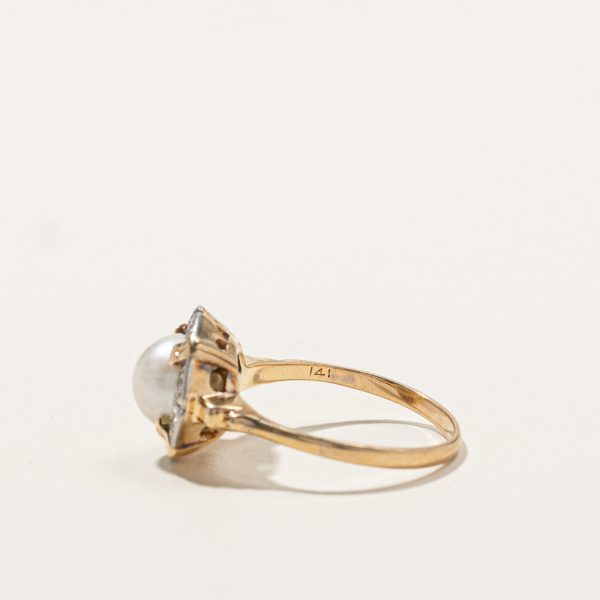 Pearl & Diamond Cocktail Ring | 0.12ctw | SZ 8 | Supply