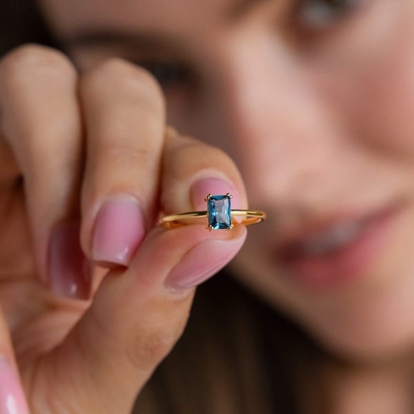 Blue Topaz Emerald Ring Online now