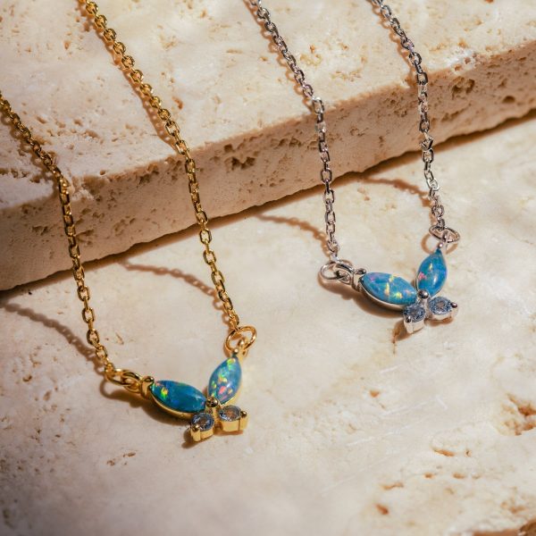 Blue Opal Butterfly Necklace Hot on Sale