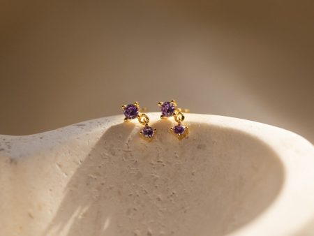 Amethyst Birthstone Drop Studs Online Hot Sale