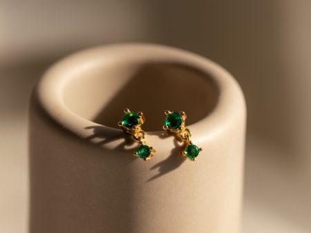 Emerald Birthstone Drop Studs For Cheap