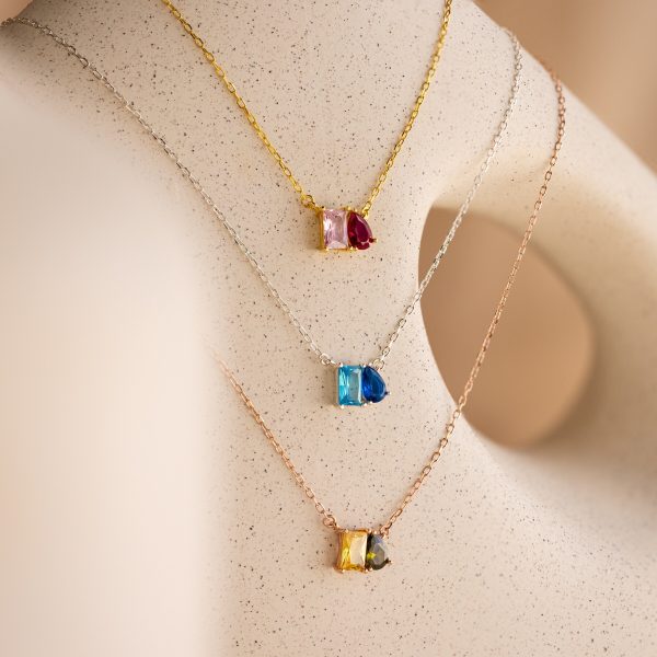 Toi et Moi Birthstone Necklace For Cheap