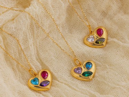 Mixed Birthstone Heart Necklace Sale