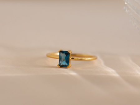 Blue Topaz Emerald Ring Online now