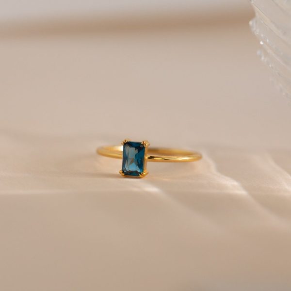 Blue Topaz Emerald Ring Online now