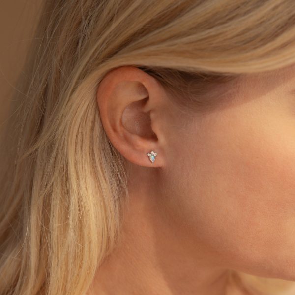 Dainty Opal Teardrop Studs Fashion