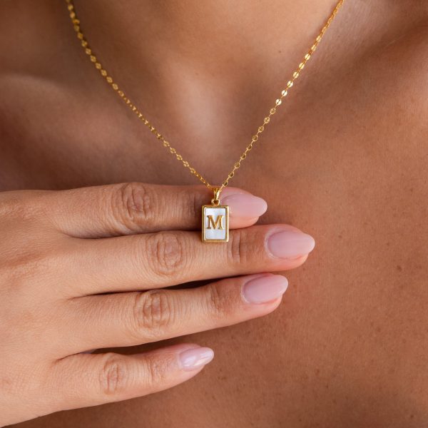 Pearl Initial Tag Necklace Discount