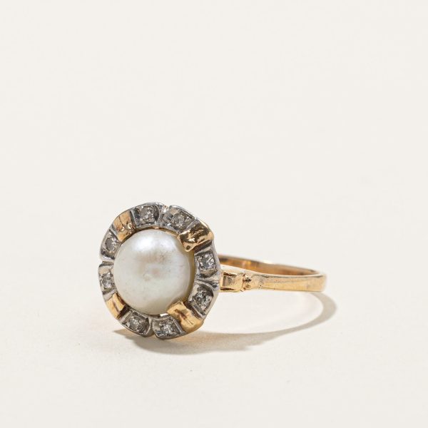 Pearl & Diamond Cocktail Ring | 0.12ctw | SZ 8 | Supply