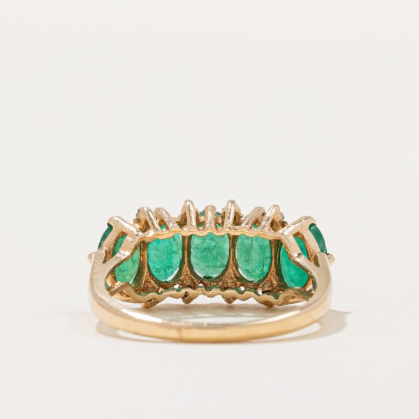 Five Stone Emerald & Diamond Ring | 1.50ctw, 0.04ctw | SZ 6 | Sale