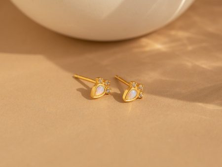 Dainty Opal Teardrop Studs Fashion