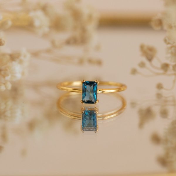 Blue Topaz Emerald Ring Online now