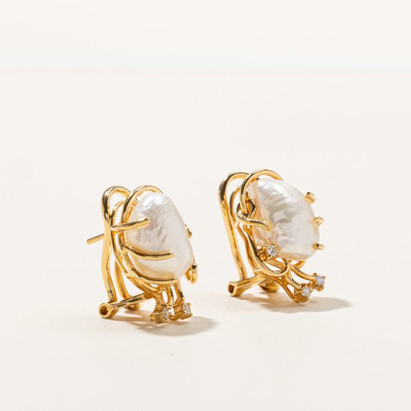 Pearl & Diamond Earrings | 0.14ctw | Cheap