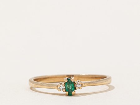 Emerald & Diamond Ring | 0.04ct, 0.01ctw | SZ 7.25 | Online Sale