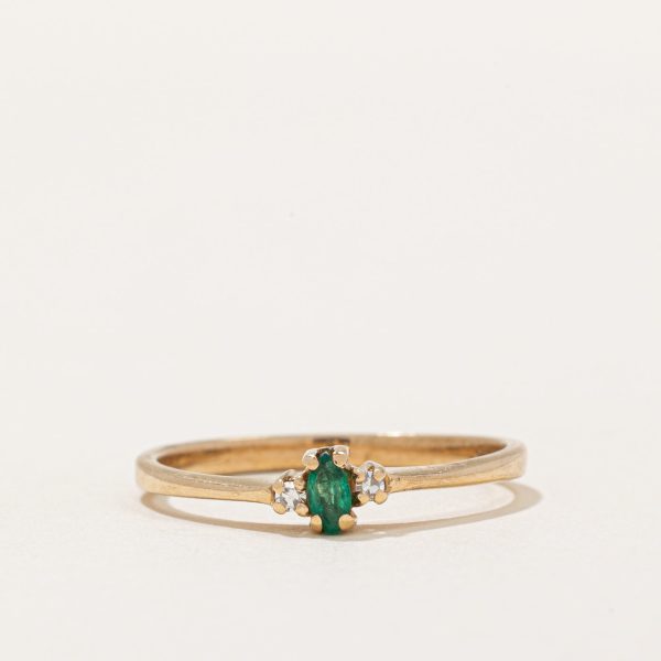 Emerald & Diamond Ring | 0.04ct, 0.01ctw | SZ 7.25 | Online Sale