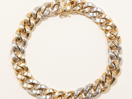 Italian 14k Two Tone Gold Cuban Link Bracelet | 8.5  | on Sale