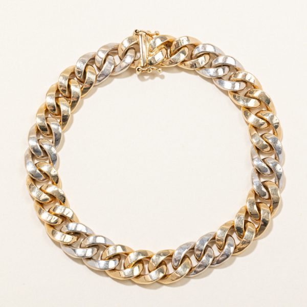 Italian 14k Two Tone Gold Cuban Link Bracelet | 8.5  | on Sale