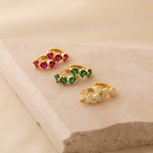 Triple Birthstone Huggies Online