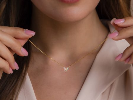 Pink Opal Butterfly Necklace Online now