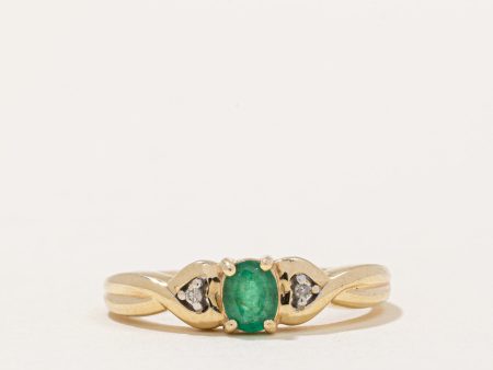 Emerald & Diamond Ring | 0.36ct, 0.01ctw | SZ 7.25 | on Sale