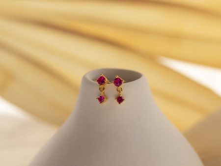 Ruby Birthstone Drop Studs For Sale