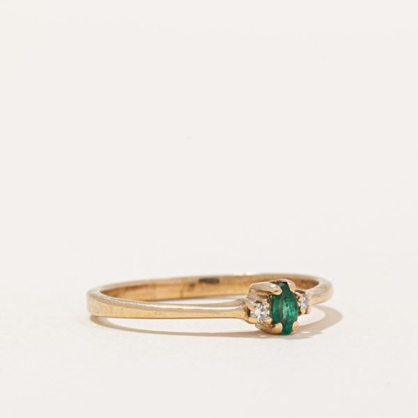 Emerald & Diamond Ring | 0.04ct, 0.01ctw | SZ 7.25 | Online Sale