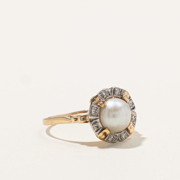 Pearl & Diamond Cocktail Ring | 0.12ctw | SZ 8 | Supply