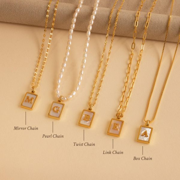 Pearl Initial Tag Necklace Discount