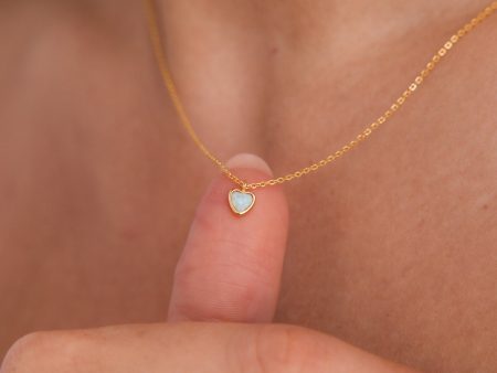 Tiny Opal Heart Necklace Sale