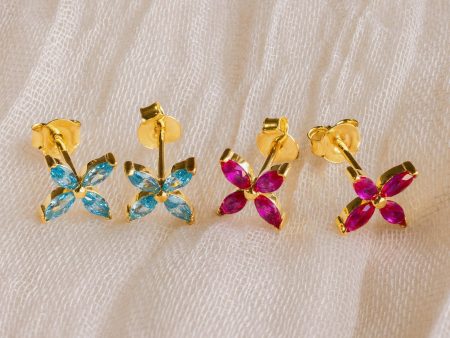 Birthstone Flower Studs Fashion