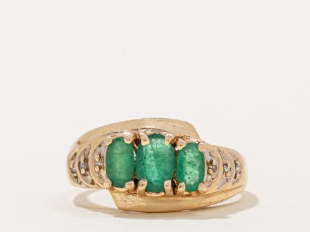 Emerald & Diamond Ring | 0.75ctw, 0.03ctw | SZ 7 | For Sale