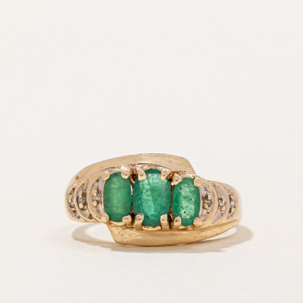 Emerald & Diamond Ring | 0.75ctw, 0.03ctw | SZ 7 | For Sale