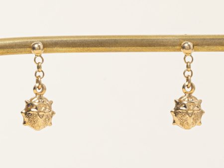 18k Yellow Gold Ladybug Drop Earrings Online Sale