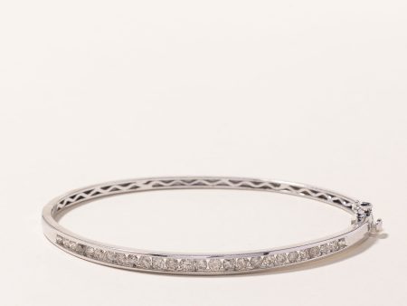 10k White Gold Diamond Bangle | 1.37ctw | 7  Online