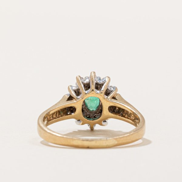 Emerald & Diamond Halo Ring | 0.28ct, 0.12ctw | SZ 7.25 | Hot on Sale