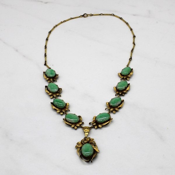 Jadeite Cabochon Bar Link Necklace | 18.50ctw | 17  | Online