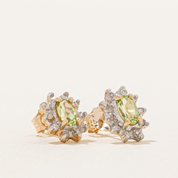 Peridot & Diamond Stud Earrings | 0.40ctw, 0.10ctw | Cheap