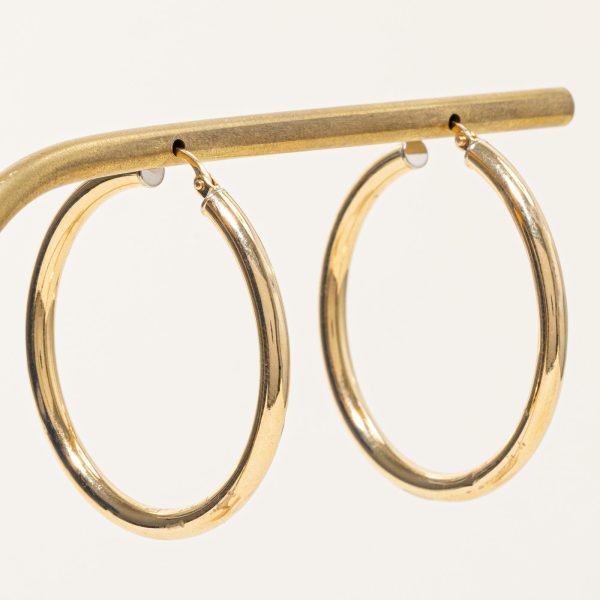 18k Yellow Gold Hoop Earrings For Sale