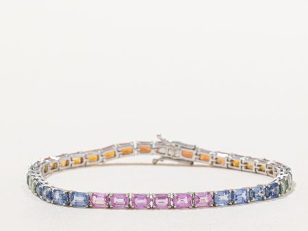 Rainbow Sapphire Tennis Bracelet | 12.08ctw | 7  | Online Hot Sale