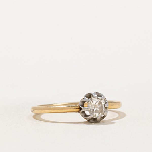 Old Mine Cut Belcher Set Diamond Ring | 0.26ct | SZ 6.5 | Hot on Sale