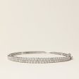 14K White Gold Oval Shaped Bangle Diamond Bracelet | 3.23ctw | 7.5  For Cheap