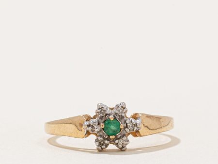 Emerald & Diamond Ring | 0.05ct, 0.03ctw | SZ 6.75 | Supply