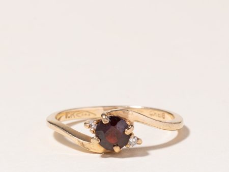 10K Yellow Gold Garnet & Diamond Ring | 0.41ct, 0.01ctw | SZ 5.25 | Online now