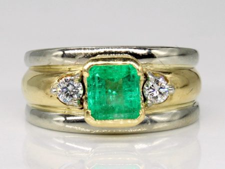 Ragnar  Emerald & Diamond Ring | 1.07ct, 0.16ctw | SZ 7.25 | on Sale