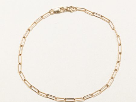 14k Yellow Gold Paperclip Chain Bracelet | 7  | Online Hot Sale