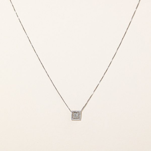 Princess Cut Diamond Pendant & Necklace | 0.64ctw | 16  | For Cheap